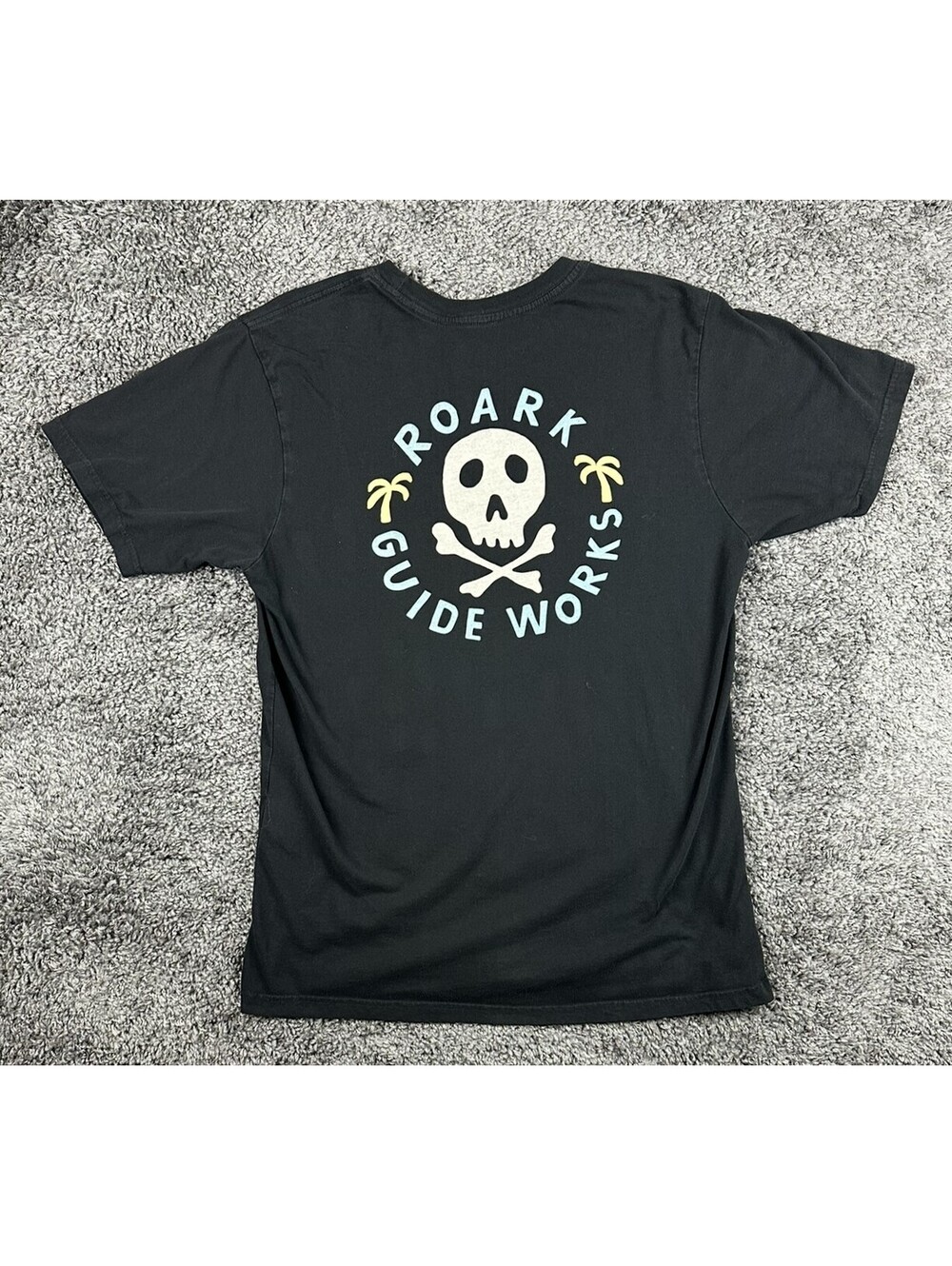 Roark Guide Works Skull Mens Large L Black Short Sleeve Graphic T Shirt Tee